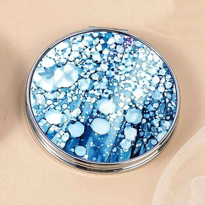 Vintage Stripe Compact Makeup Mirror | Portable Mini Bag Mirror
