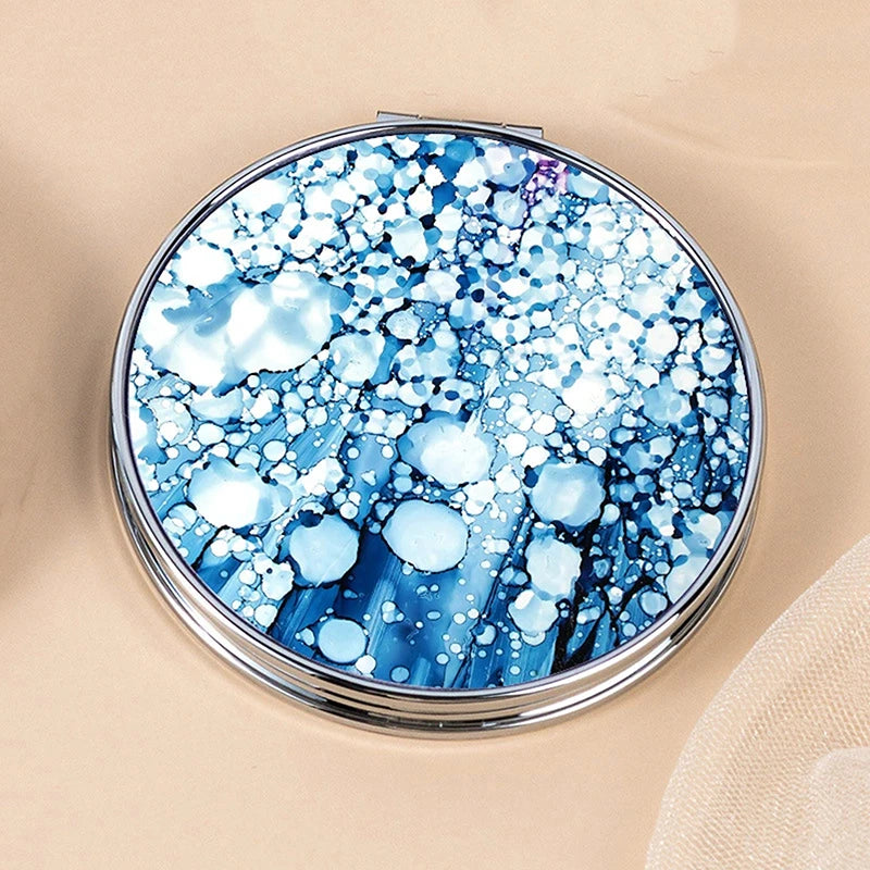 Vintage Stripe Compact Makeup Mirror | Portable Mini Bag Mirror