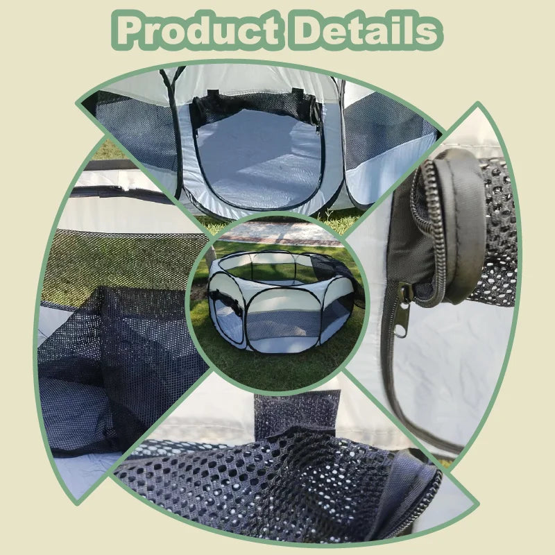 Foldable portable small animal playpen with cover from Jelieora Venture, suitable for chicks, puppies, kittens, and other small pets.