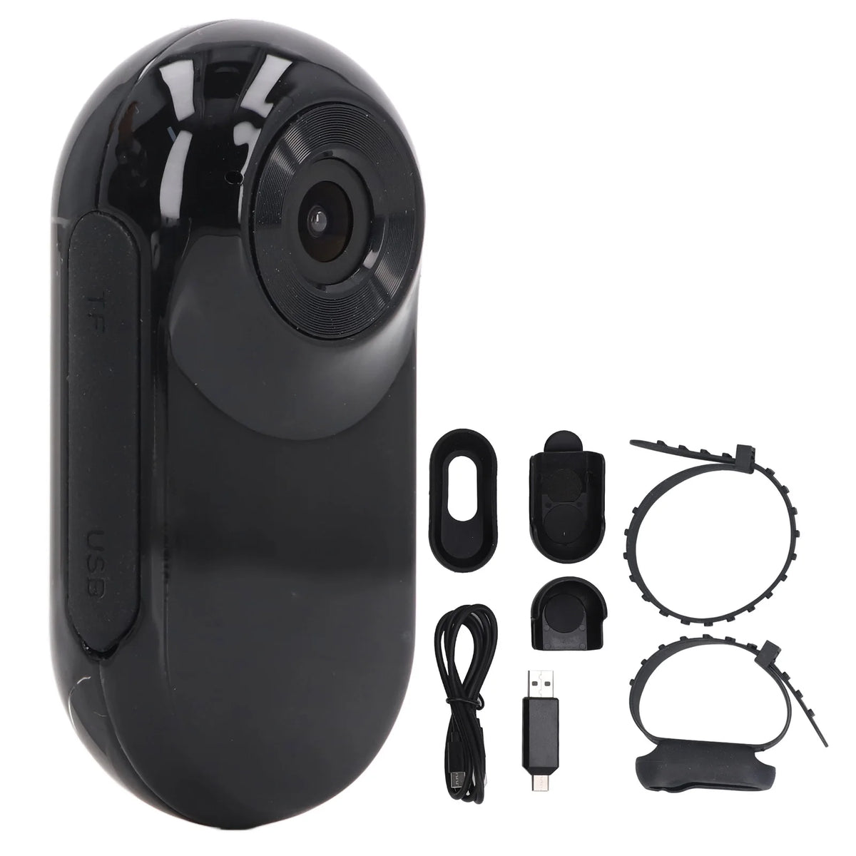 Jelieora Venture pet sports camera attached to a collar, showing a wide-angle view in full HD for outdoor pet activity recording