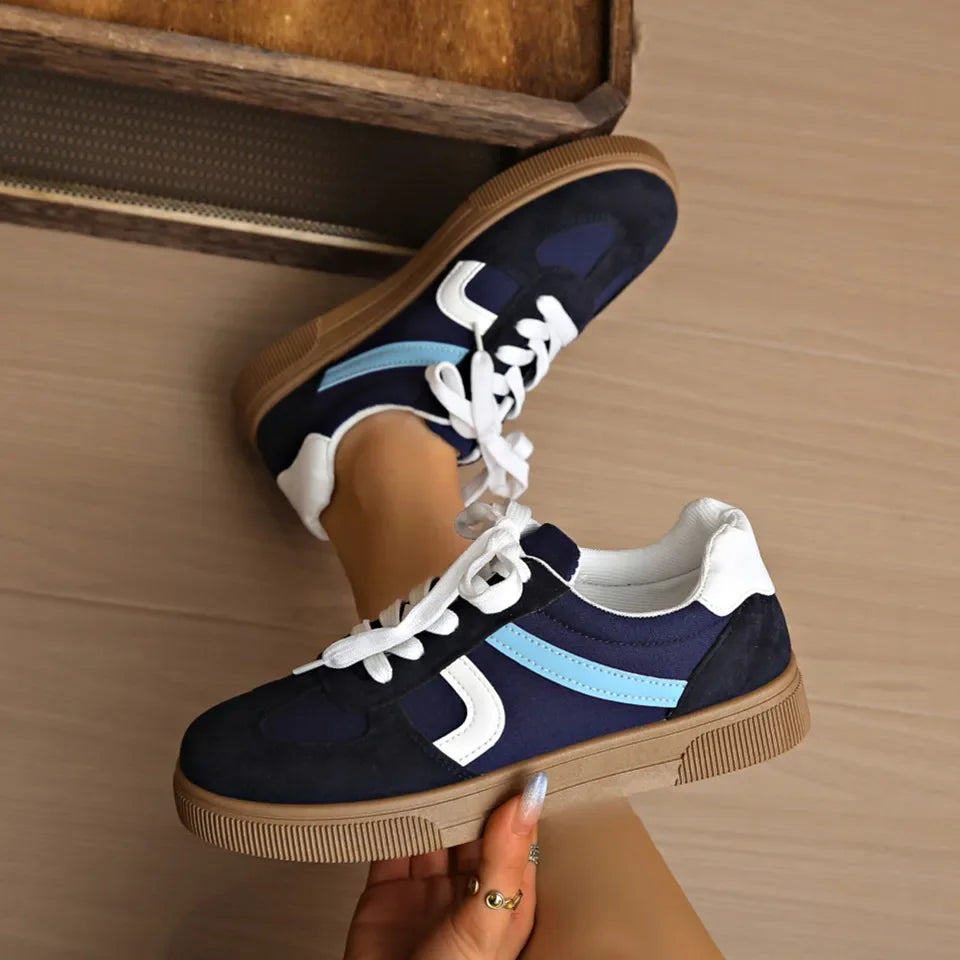 Women's Flat Casual Sports Sneakers | Lace-Up Rubber Sole