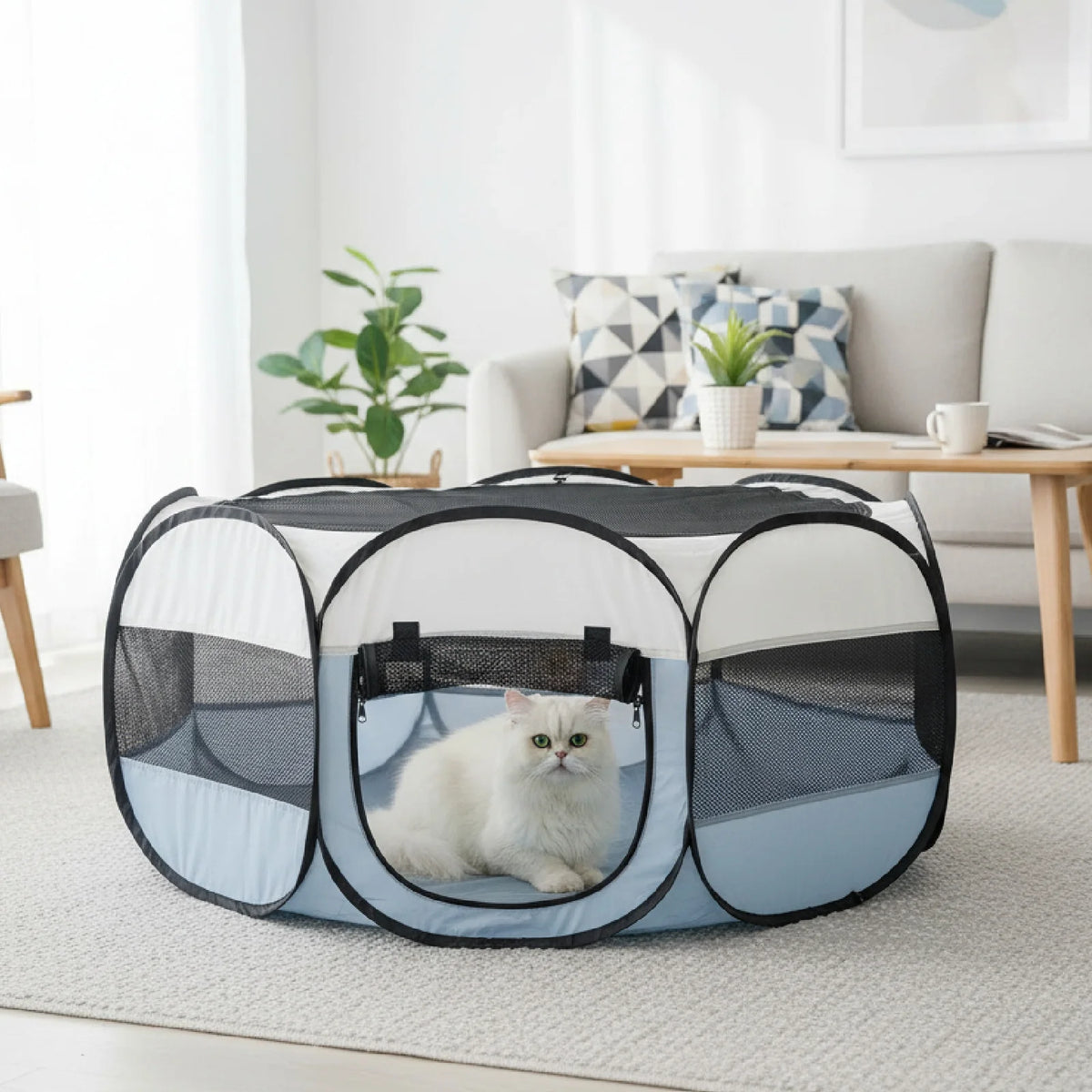 Foldable Jelieora Venture small animal playpen with cover, ideal for indoor or outdoor use for chicks, puppies, kittens, and small pets.