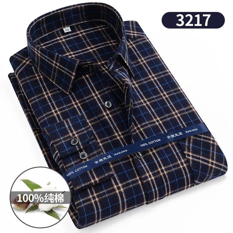 Men's cotton flannel plaid shirt by Jelieora Venture, featuring long sleeves and a classic checkered pattern in extended sizes up to 11XL.