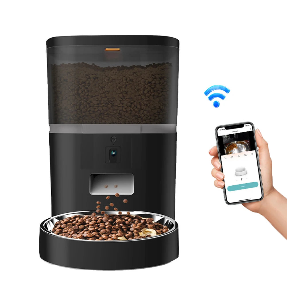 Jelieora Venture 4L automatic pet feeder with HD camera, suitable for cats and dogs, featuring remote feeding and dual pet compatibility.