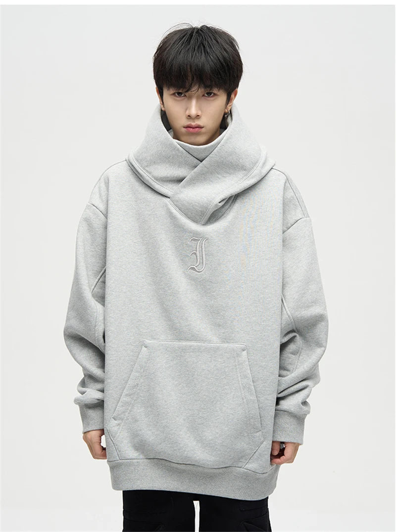 Men's black turtleneck hoodie by Jelieora Venture, featuring a snug fit and soft fabric, shown on a plain background.