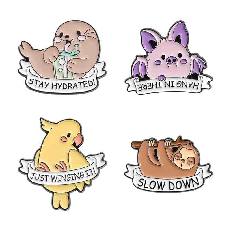 Cute Animals Enamel Pins Set: Adorable Cat & Capybara Badges for Every Outfit