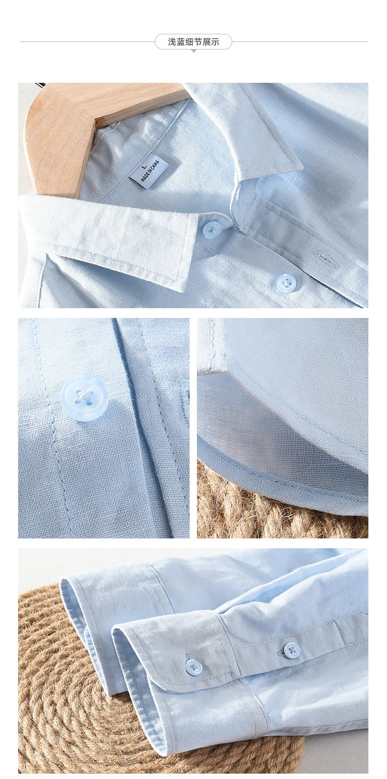 Men's linen long sleeve shirt by Jelieora Venture featuring a relaxed fit, lightweight fabric, and a classic collar.