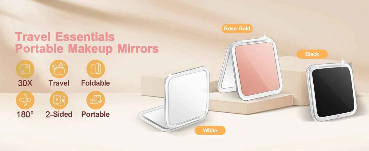 Compact 30x Magnifying Makeup Mirror with Tweezers | Travel Pocket Mirror