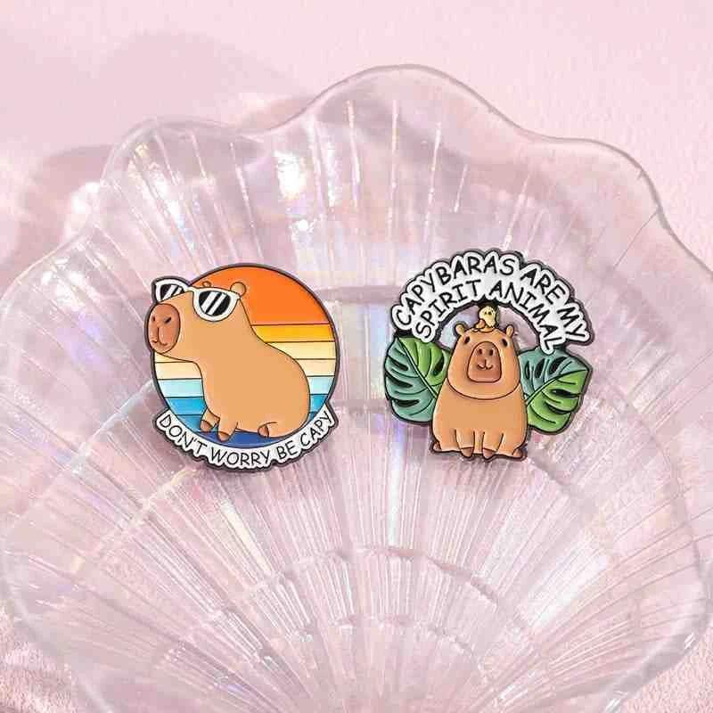 Cute Animals Enamel Pins Set: Adorable Cat & Capybara Badges for Every Outfit