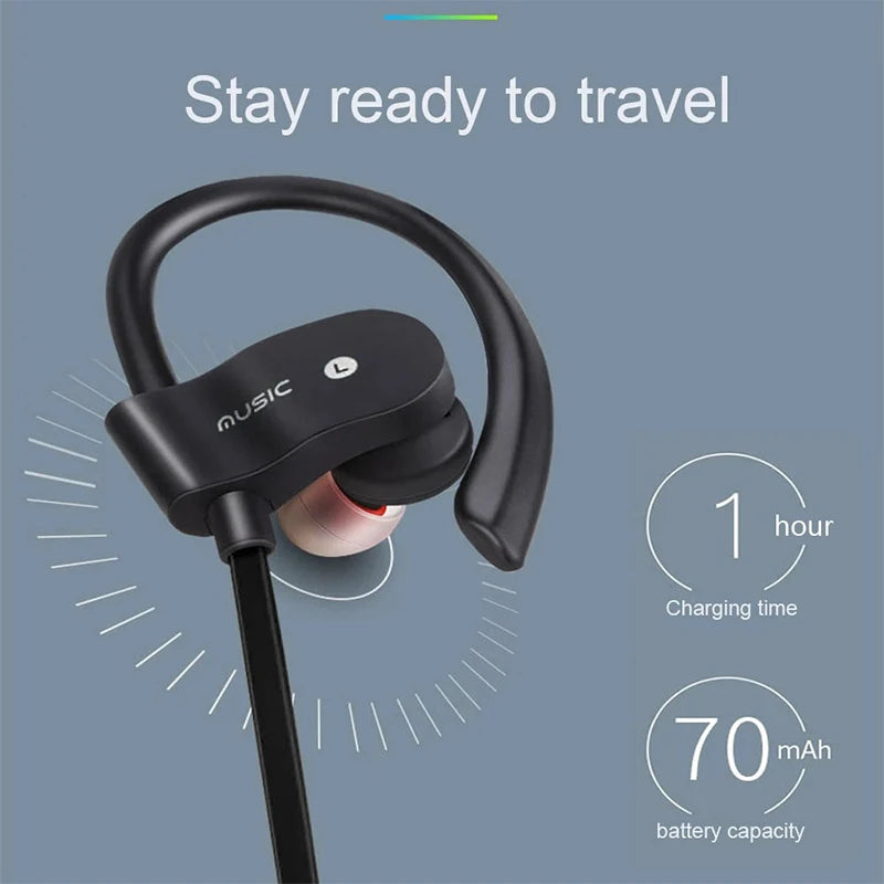Wireless Bluetooth Ear Hook Neckband Earbuds with Mic