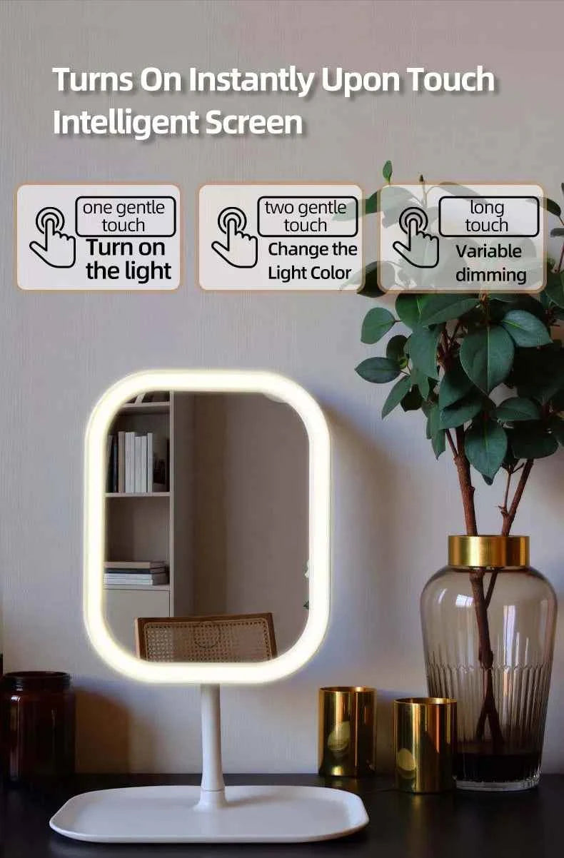 LED Desktop Vanity Mirror | 3 Colour Lights Touch Control Makeup Mirror
