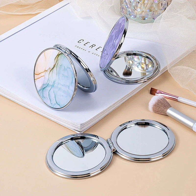 Vintage Stripe Compact Makeup Mirror | Portable Mini Bag Mirror