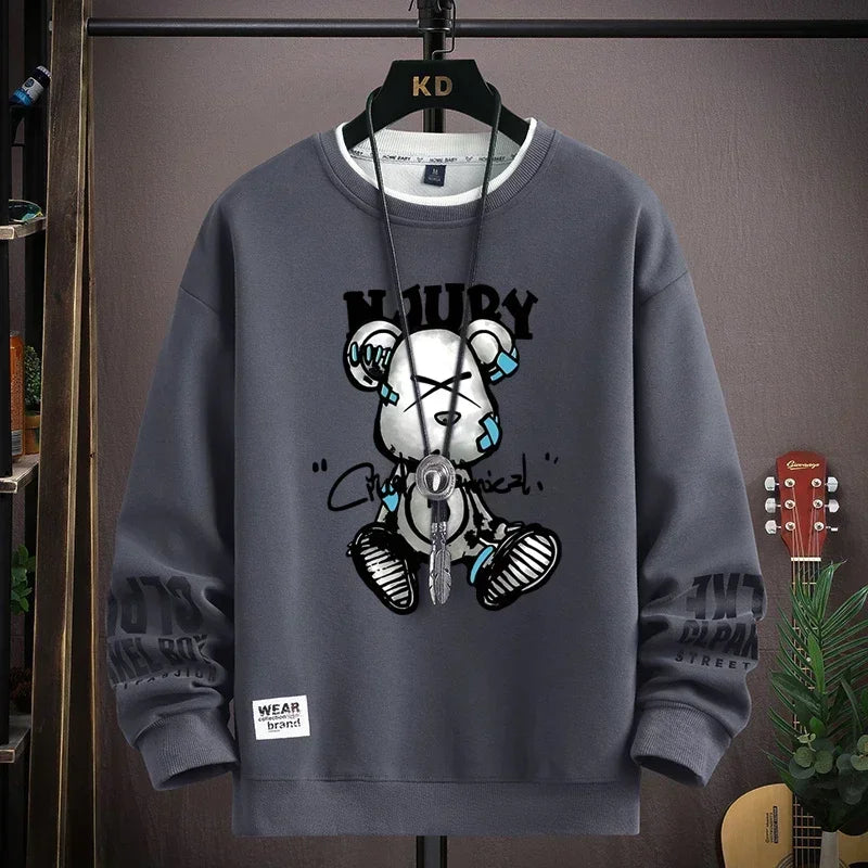 Men's sweatshirt by Jelieora Venture featuring a bear print design, shown in a comfortable, casual fit.