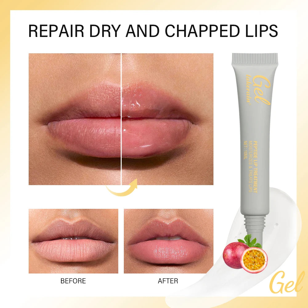 Jelieora Venture Lakerain Peptide Lip Treatment gel in a clear 10ml jar, moisturizing, repairing, and hydrating lips with a plumping effect.