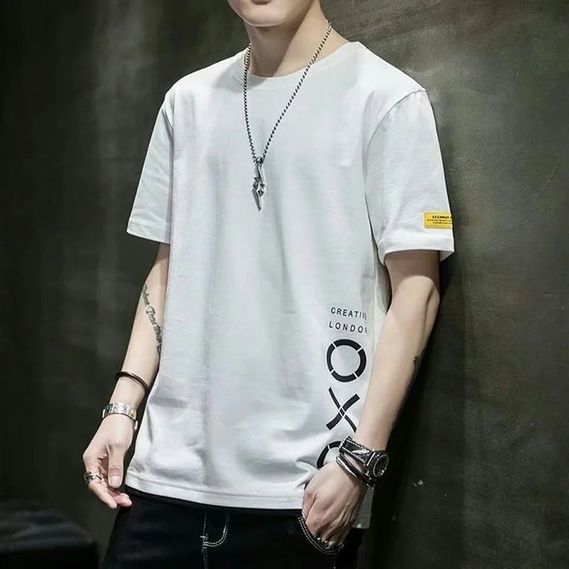 Men's casual round neck T-shirt by Jelieora Venture, displayed in a neutral color with a relaxed fit.