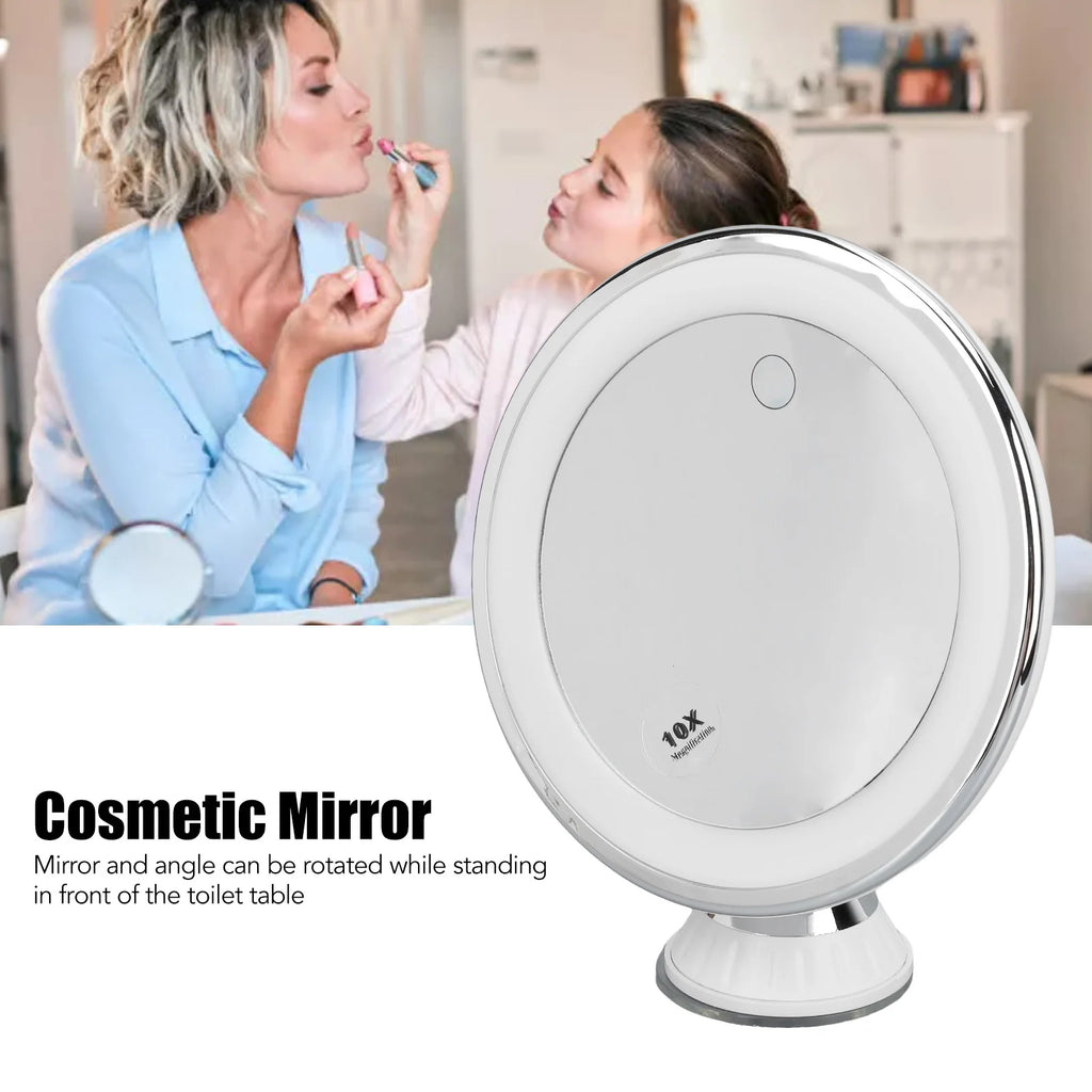 10x Magnifying Makeup Mirror with LED Lights & Suction Cup