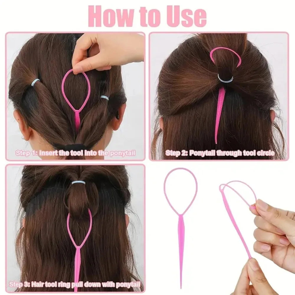 Jelieora Venture Magic Pull Hair Braid and Ponytail Styling Clip showing the black hair accessory with sleek design for easy hair styling.