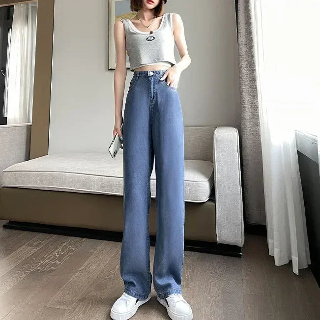 Women's high waist wide leg jeans by Jelieora Venture, showcasing a stylish fit and classic denim look.