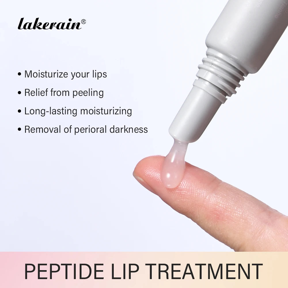 Transparent Lakerain Peptide Lip Treatment gel by Jelieora Venture in a 10ml jar, showing smooth, hydrating, and plumping lip care.