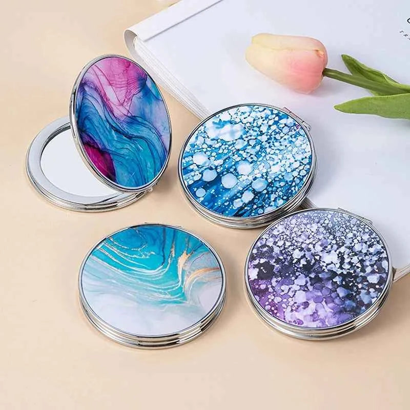 Vintage Stripe Compact Makeup Mirror | Portable Mini Bag Mirror
