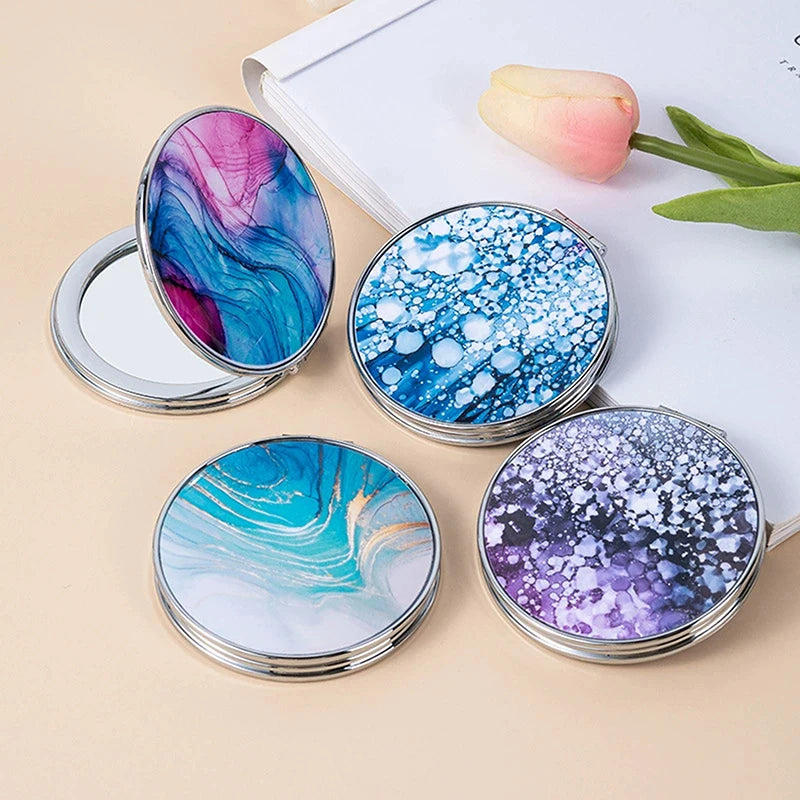 Vintage Stripe Compact Makeup Mirror | Portable Mini Bag Mirror