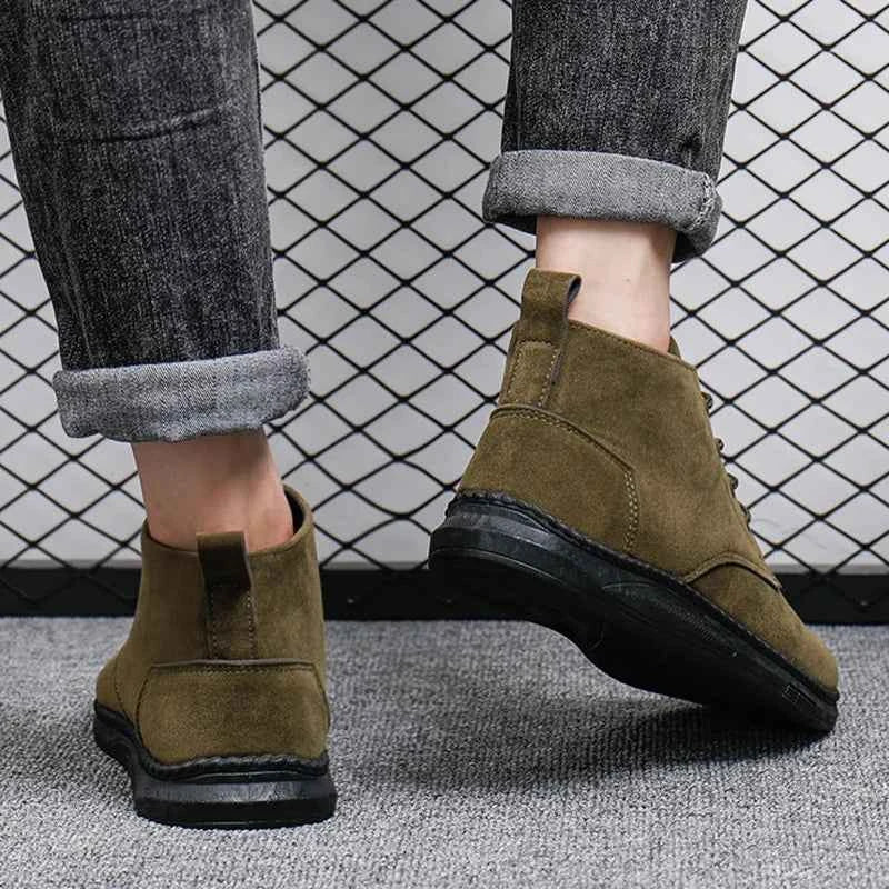 Men's High Top Faux Suede Lace-Up Casual Boots