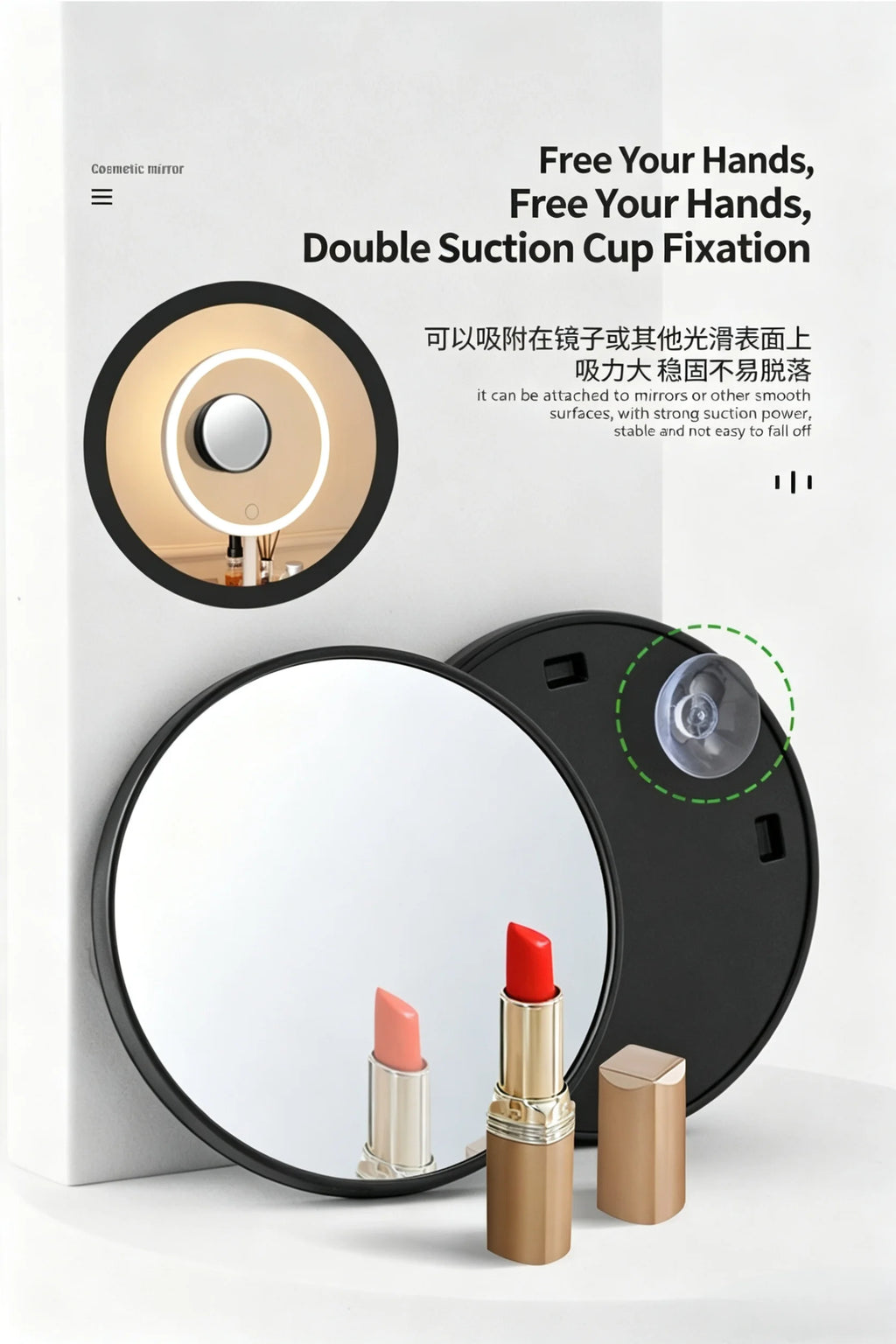 Set of 3 Portable Suction Cup Magnifying Mirrors 5x 10x 15x HD Detail Makeup Mirror for Makeup Pore And Blackhead Removal