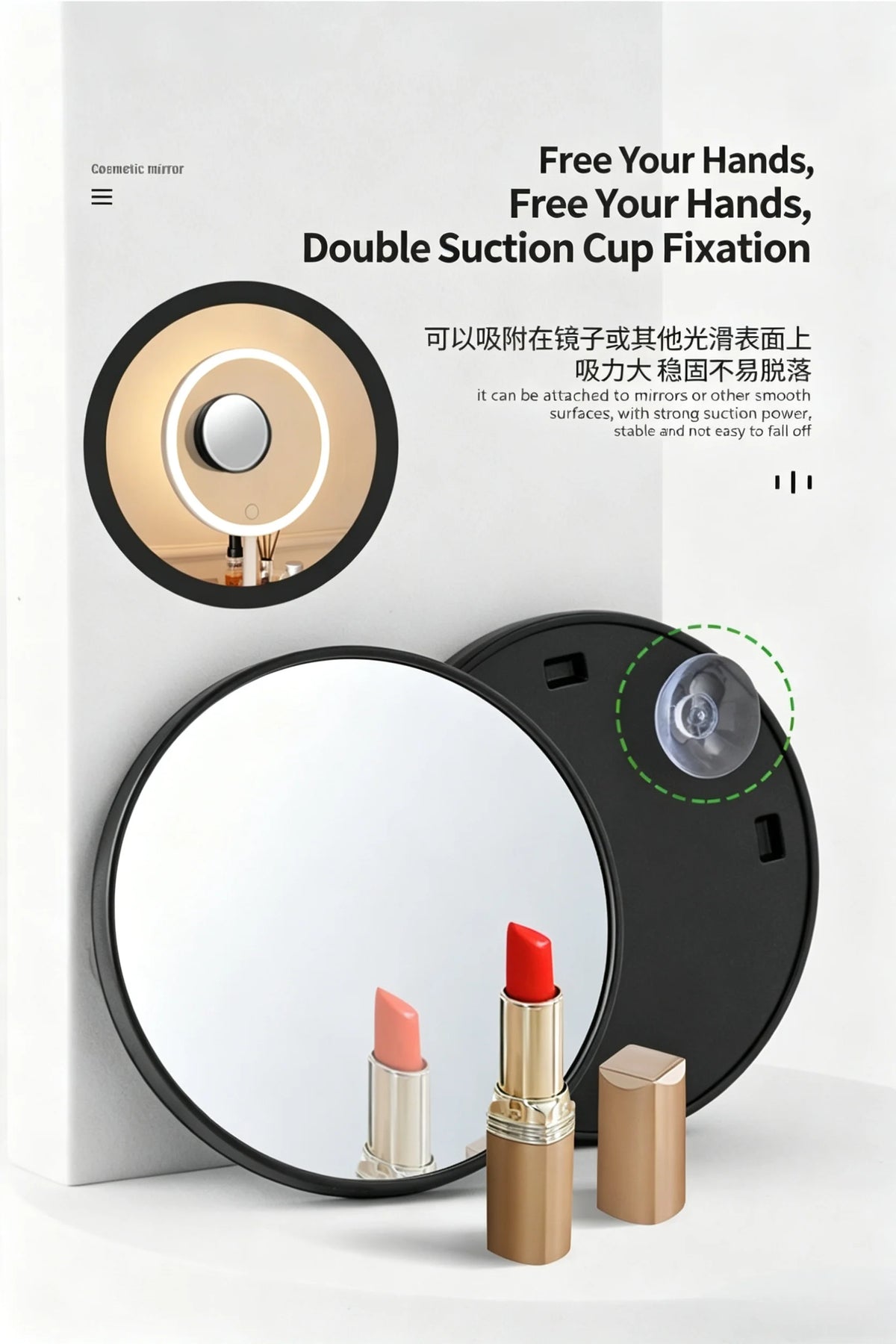 Set of 3 Portable Suction Cup Magnifying Mirrors 5x 10x 15x HD Detail Makeup Mirror for Makeup Pore And Blackhead Removal