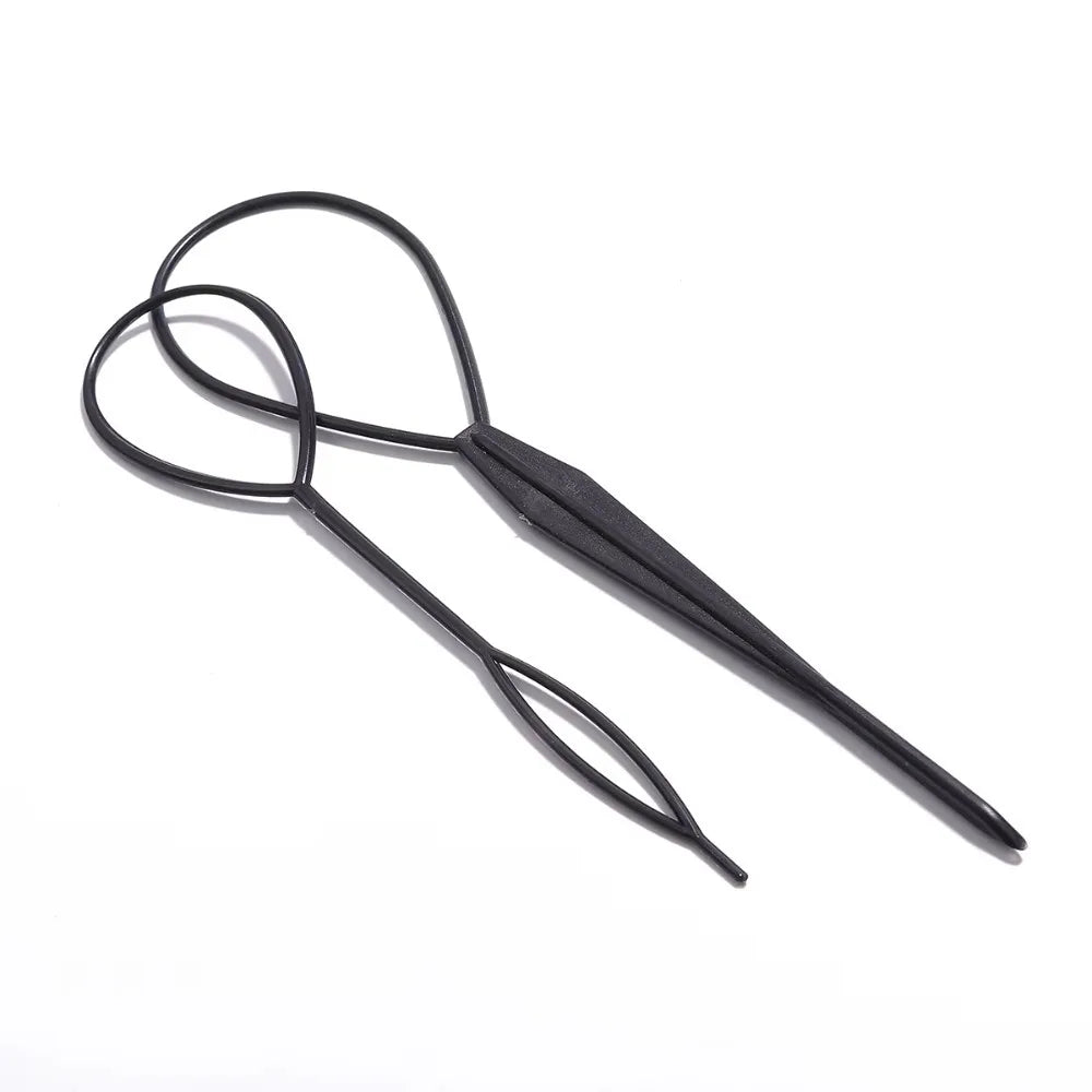 Jelieora Venture Magic Pull Hair Braid and Ponytail Styling Clip holding hair in a stylish braid and ponytail, hair accessory for easy styling.