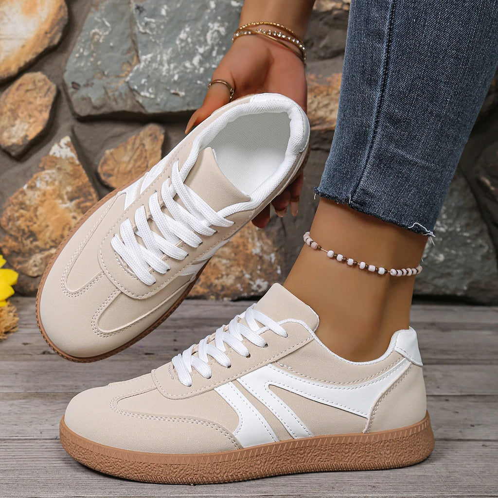 Women's Casual Lace-Up Sneakers | Round Toe Comfortable Walking Trainers