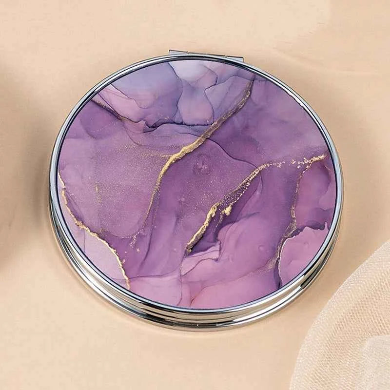 Vintage Stripe Compact Makeup Mirror | Portable Mini Bag Mirror