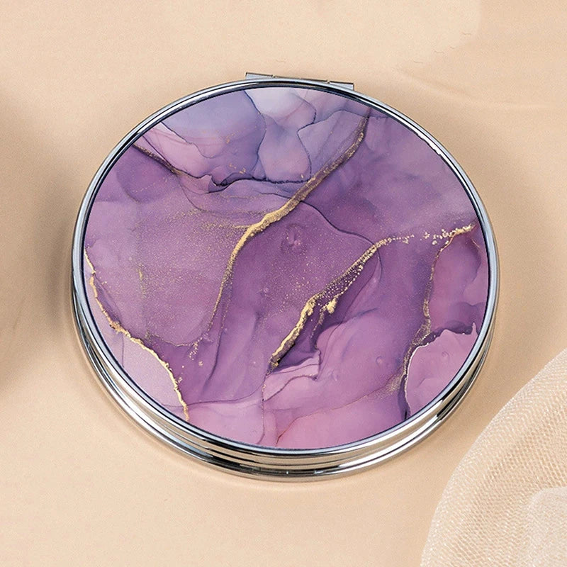 Vintage Stripe Compact Makeup Mirror | Portable Mini Bag Mirror
