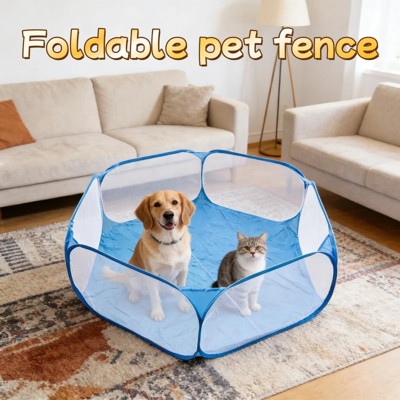 Foldable Jelieora Venture pet playpen with mesh panels and metal frame, suitable for indoor and outdoor use.