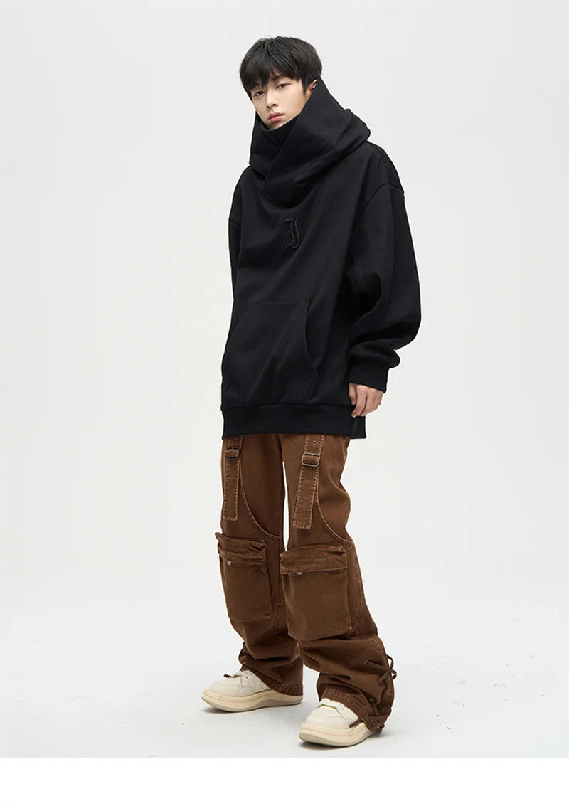 Men's turtleneck hoodie by Jelieora Venture, featuring a cozy fit, soft fabric, and a stylish design in a neutral color.