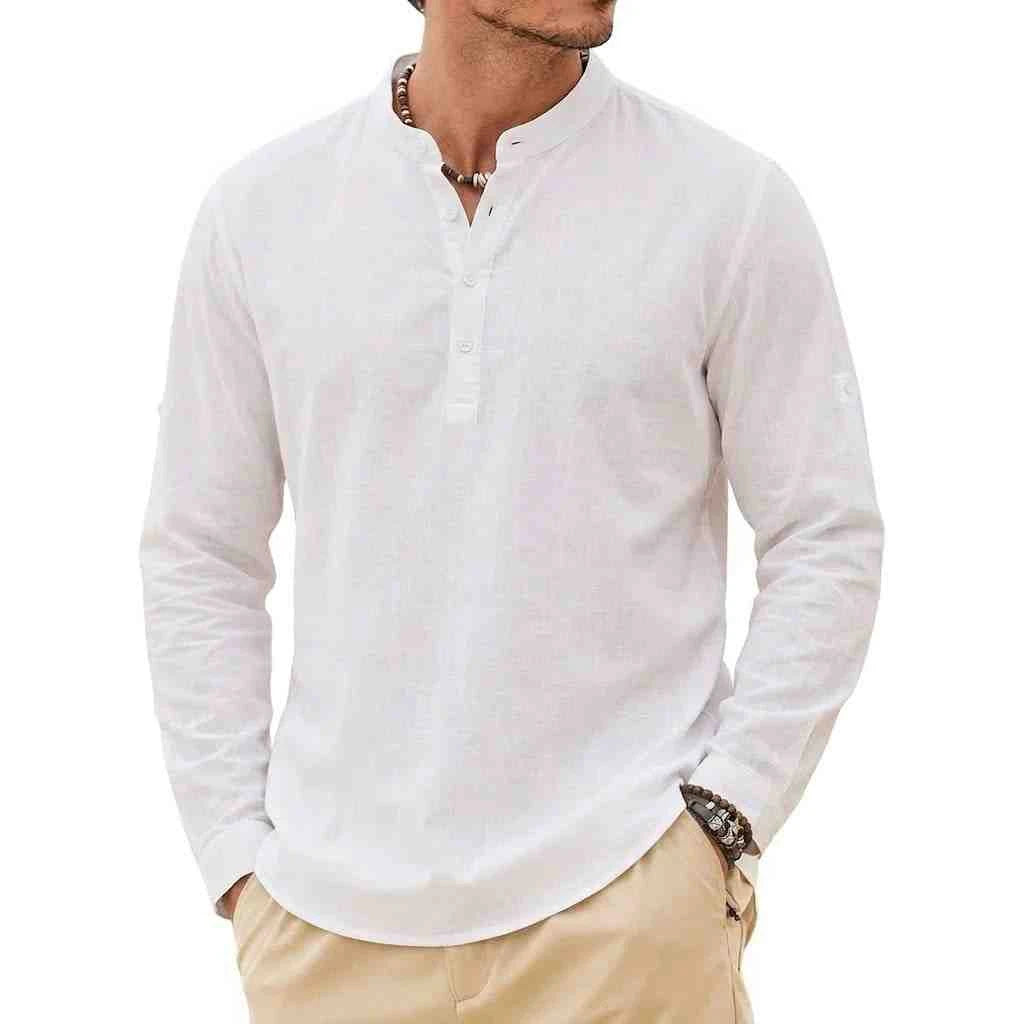 Men's Linen Henley Shirt