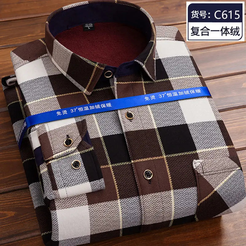 Men's fleece-lined plaid shirt jacket by Jelieora Venture, showing the cozy plaid pattern and button-up front in a casual top style.