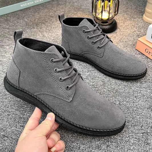 Men's High Top Faux Suede Lace-Up Casual Boots