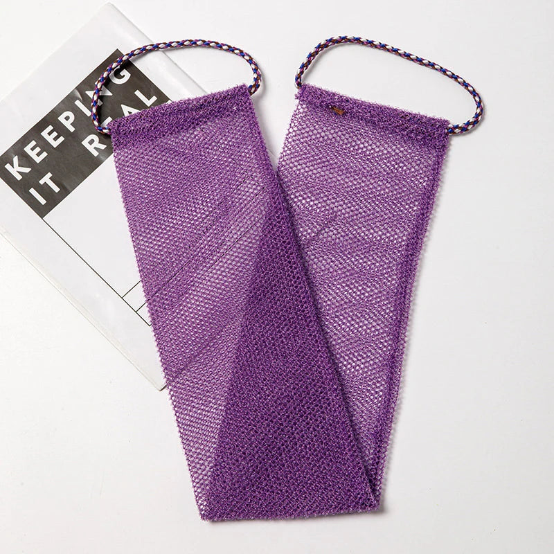 African net bath sponge by Jelieora Venture, 77cm long exfoliating shower body scrubber for back and skin smoothing.