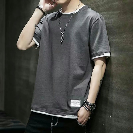 Men's casual round neck T-shirt by Jelieora Venture, featuring a comfortable fit and simple design in the image.