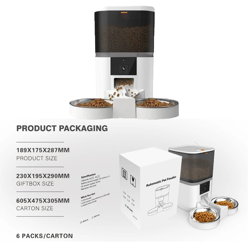 Jelieora Venture 4L automatic pet feeder with HD camera for cats and dogs, featuring remote feeding and dual pet compatibility.