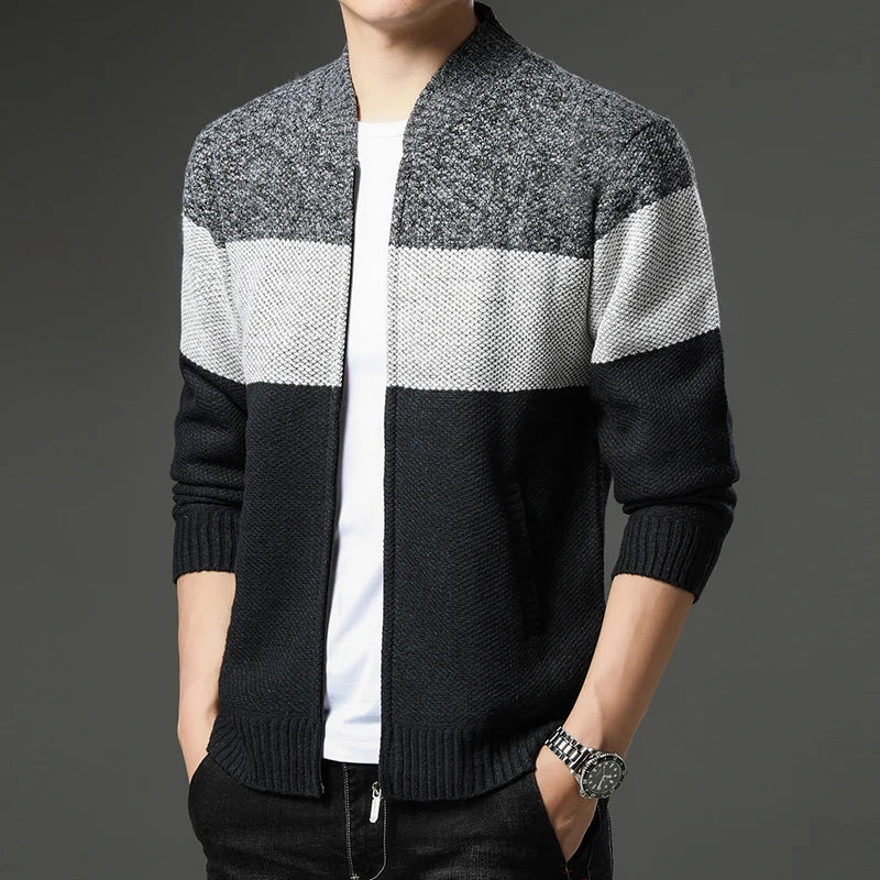 Men's knitted cardigan jumper by Jelieora Venture, featuring a cozy knit design, button closure, and classic fit in neutral color.