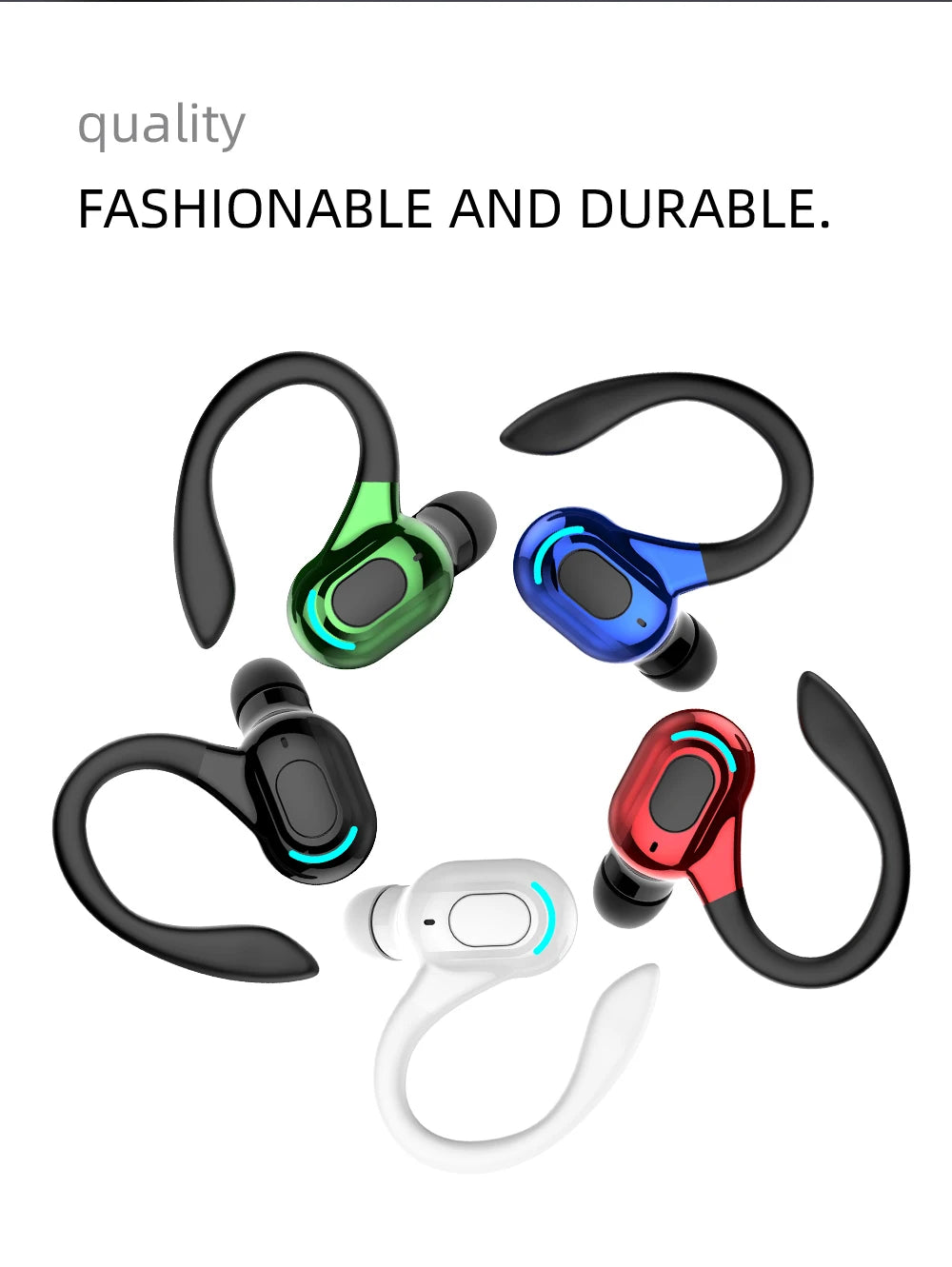 Bluetooth 5.2 Single Ear Wireless Earphone with Mic – Waterproof Mini Ear Hook (1 Earbud)