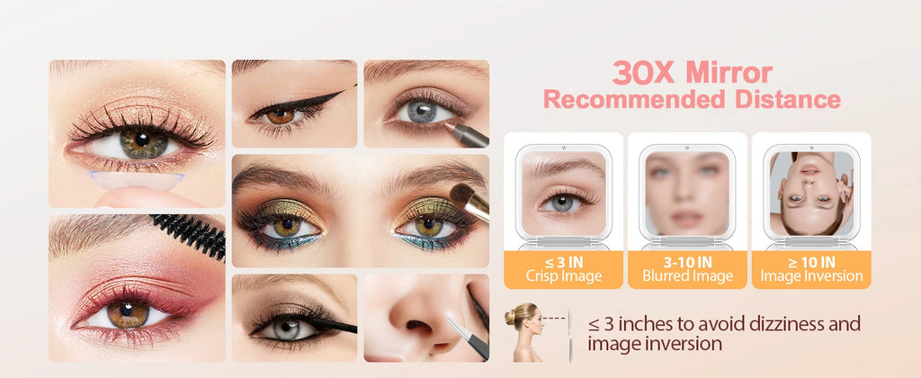 Compact 30x Magnifying Makeup Mirror with Tweezers | Travel Pocket Mirror