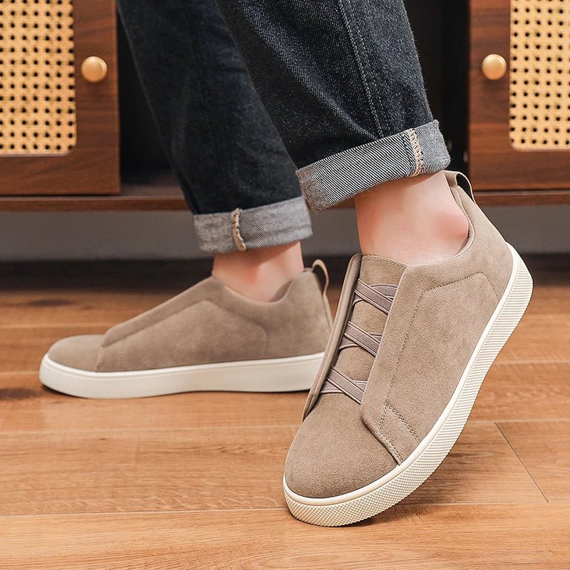 Men's suede leather casual shoes with thick soles from Jelieora Venture, featuring a stylish and comfortable footwear design.