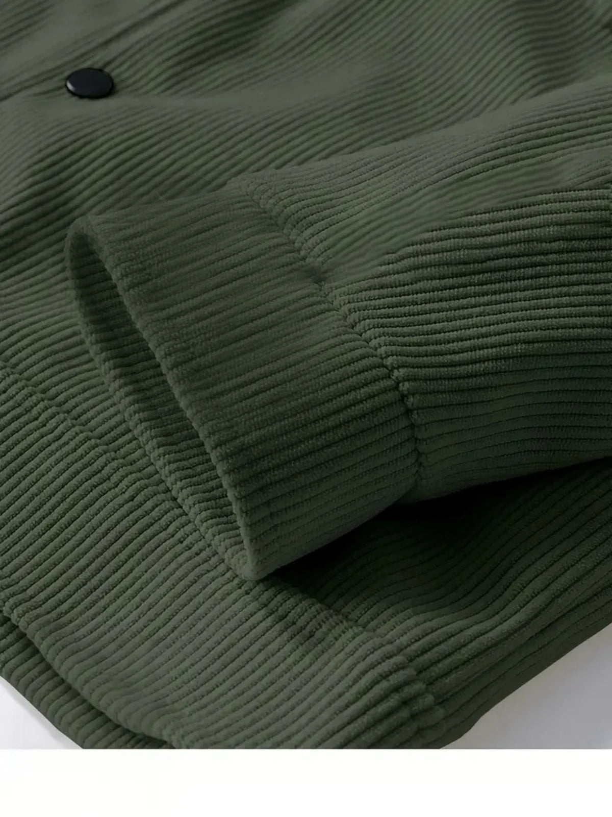 Men's Japanese style corduroy lapel jacket from Jelieora Venture, shown in a close-up of the outerwear with lapel details.