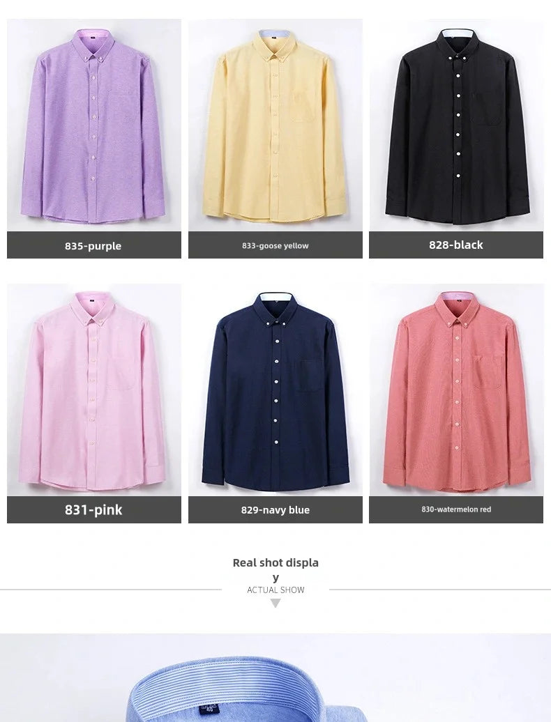 Men's slim fit Oxford shirt by Jelieora Venture, shown in a classic button-up style with a collar and long sleeves.