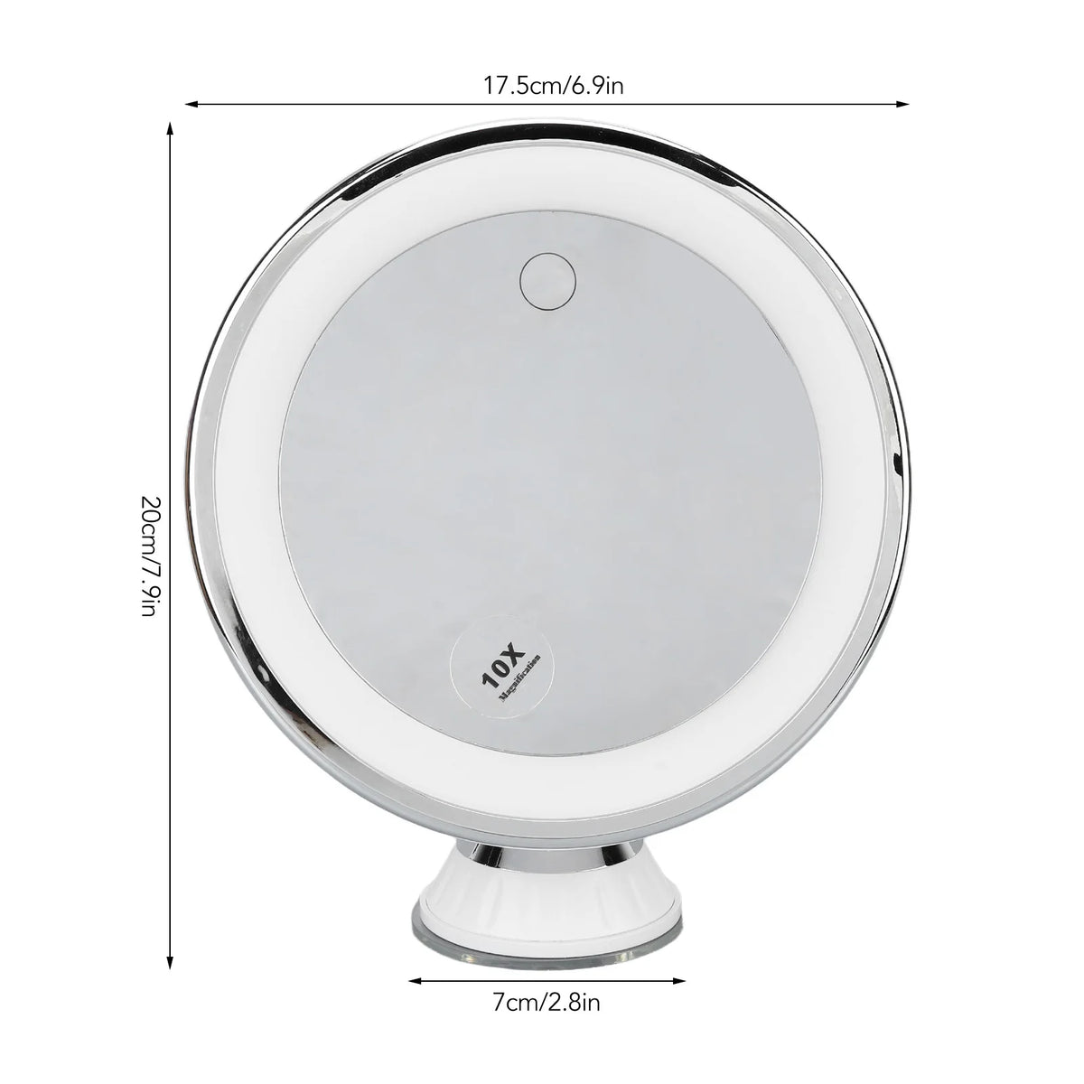 10x Magnifying Makeup Mirror with LED Lights & Suction Cup