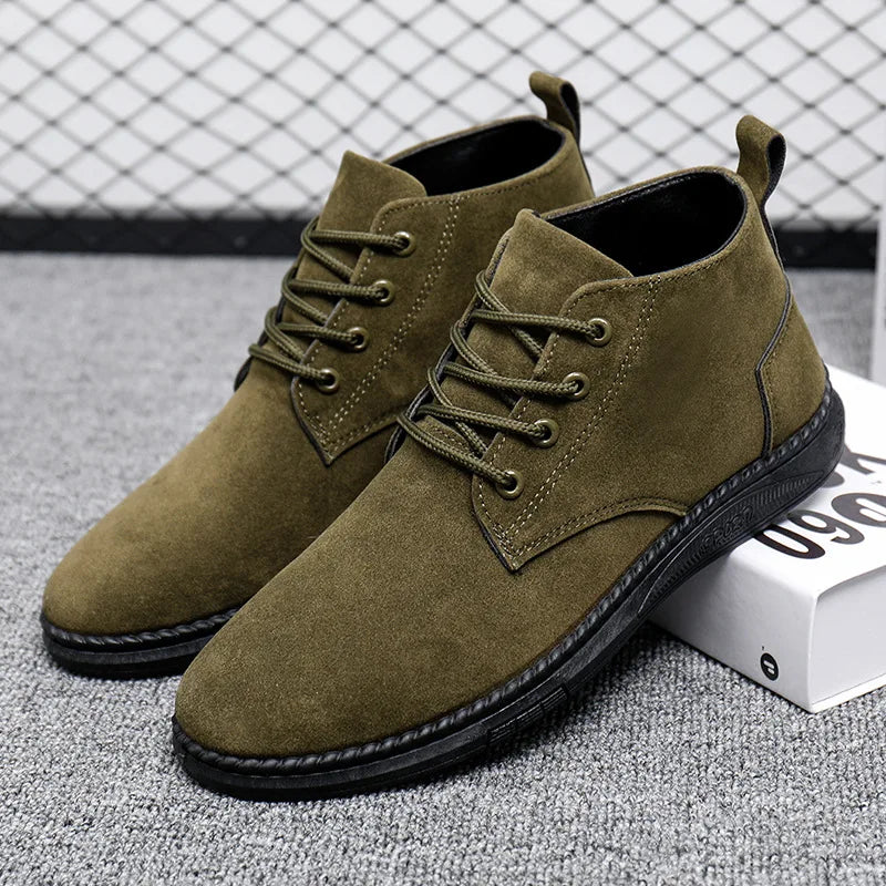 Men's High Top Faux Suede Lace-Up Casual Boots