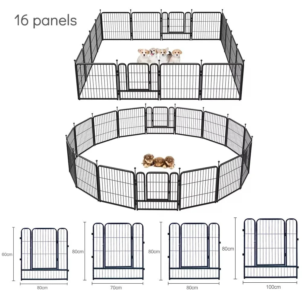 Heavy-duty Jelieora Venture dog playpen with ground stakes, indoor outdoor pet fence for safe puppy and dog containment.