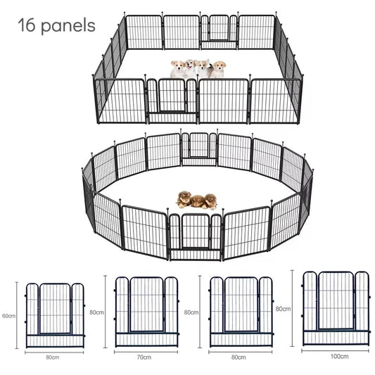 Heavy-duty Jelieora Venture dog playpen with ground stakes, indoor outdoor pet fence for safe puppy and dog containment.